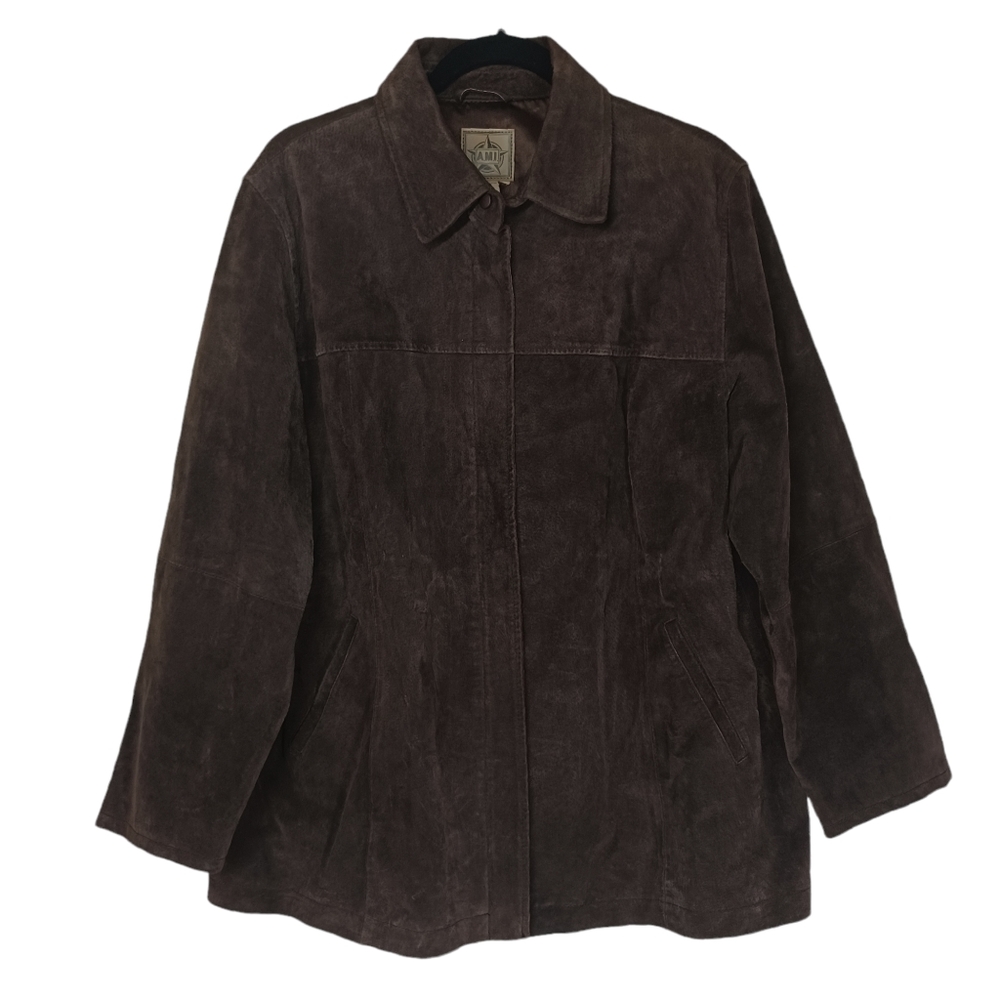 VTG AMI ALEXANDRE MATTIUSSI Genuine Leather Brown Zipper Front Jacket Large